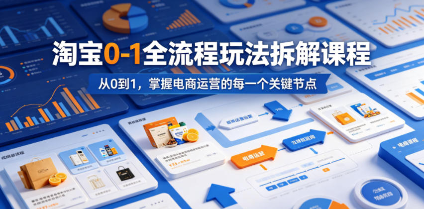 淘宝0-1全流程玩法拆解课程，从0到1，掌握电商运营的每一个关键节点