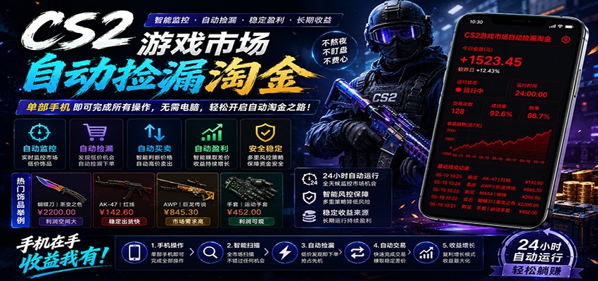 图片[1]|CSGO挂机捡漏项目通过利用游戏饰品交易机制，结合薄凉软件辅助捡漏，实现盈利|网赚金库 | 网创项目|副业兼职|轻创业|