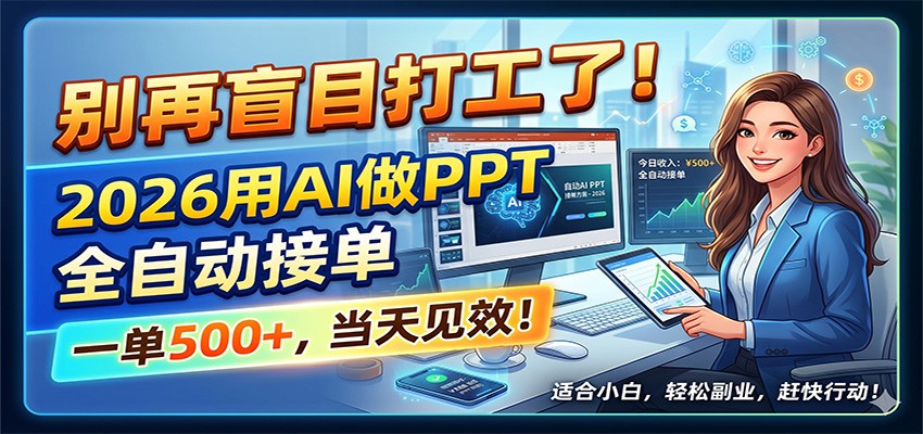 图片[1]|别再盲目打工了！2026用AI做PPT全自动接单，一单5张+，当天见效！|网赚金库 | 网创项目|副业兼职|轻创业|