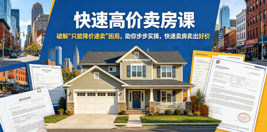 快速高价卖房课，破解“只能降价速卖”困局，助你步步实操，快速卖房卖出好价（更新2026）